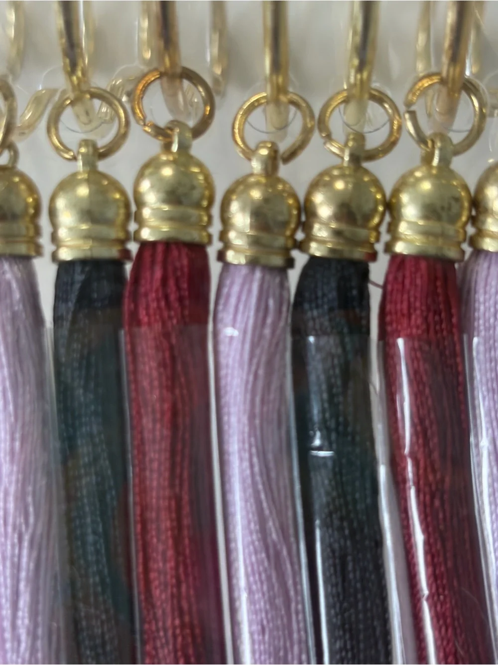 Wild Sage Erica Tassel Shower Hooks Set of 12 NEW Boho Bathroom Decor Gold
